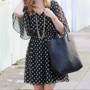 Charming Charlie Polka Dot Flutter Sleeve Dress